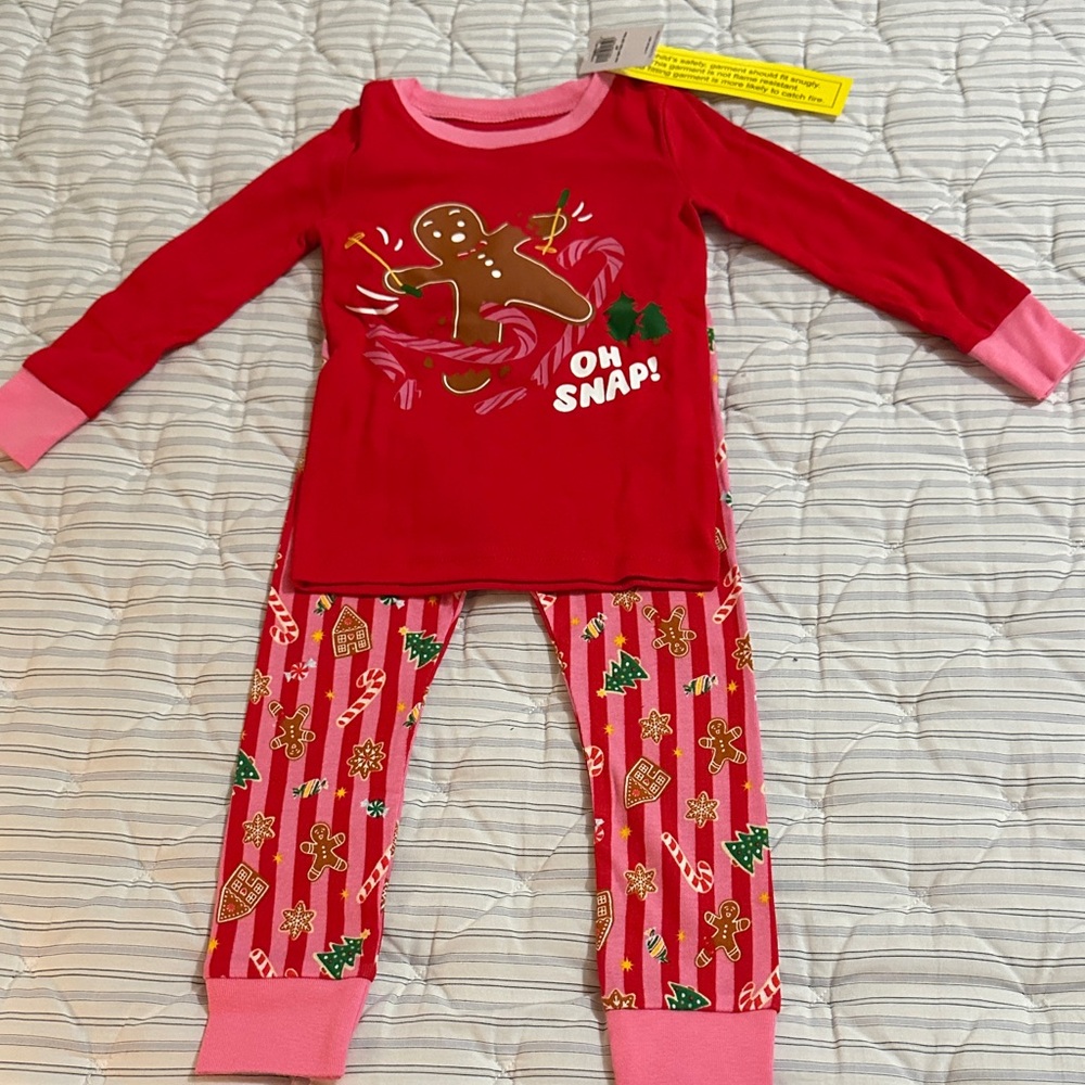 Gingerbread Red Kids Pajamas